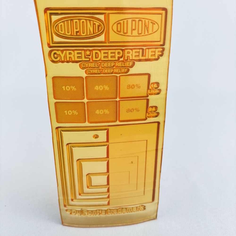 Vintage Du Pont DuPont Printers Yellow‎ Stamp  Cyrel Deep Relief Rubber  Rare!
